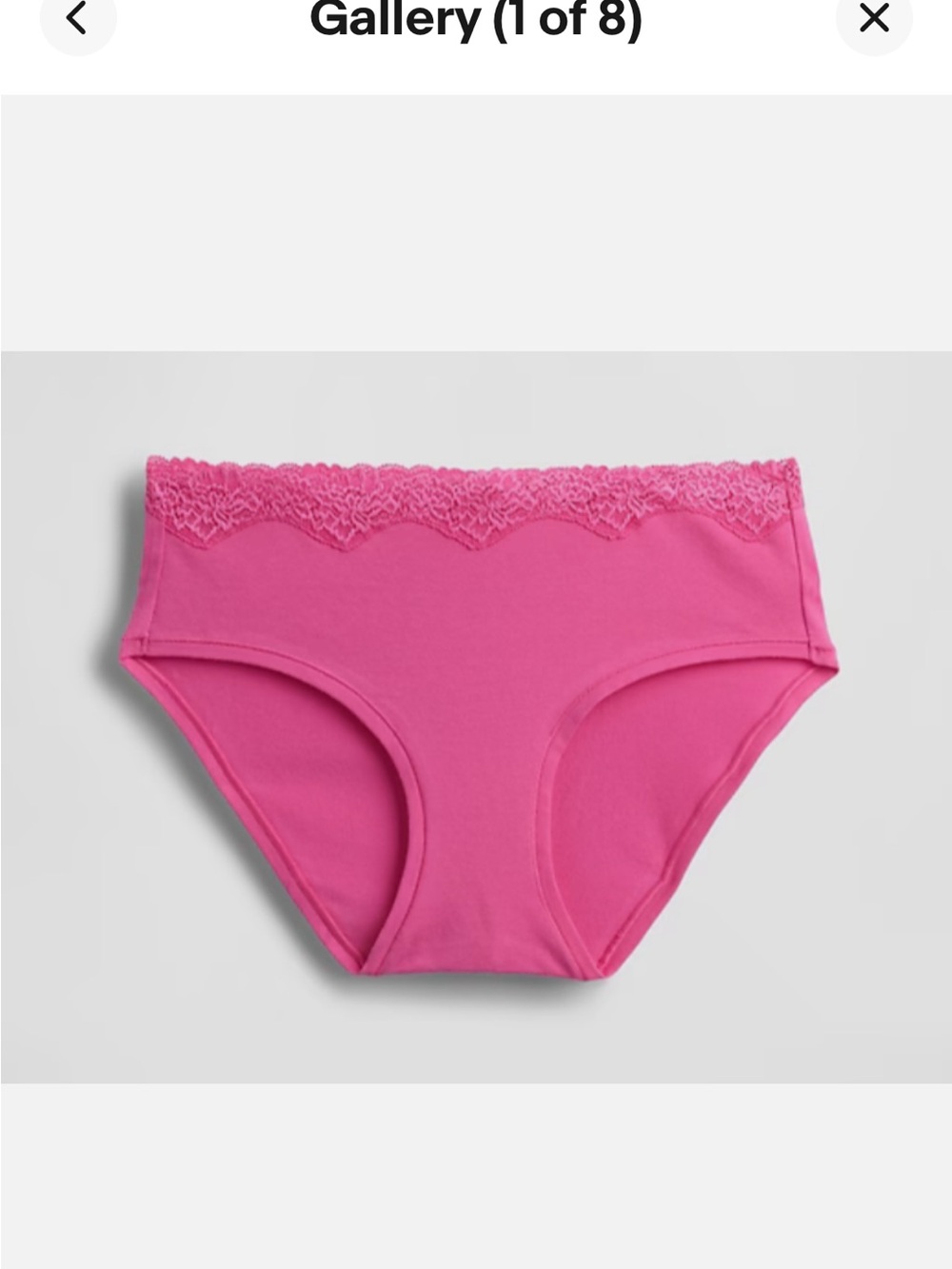 GapBody Organic Stretch Cotton Lace-Trim Hipster Panties Medium (Pink)